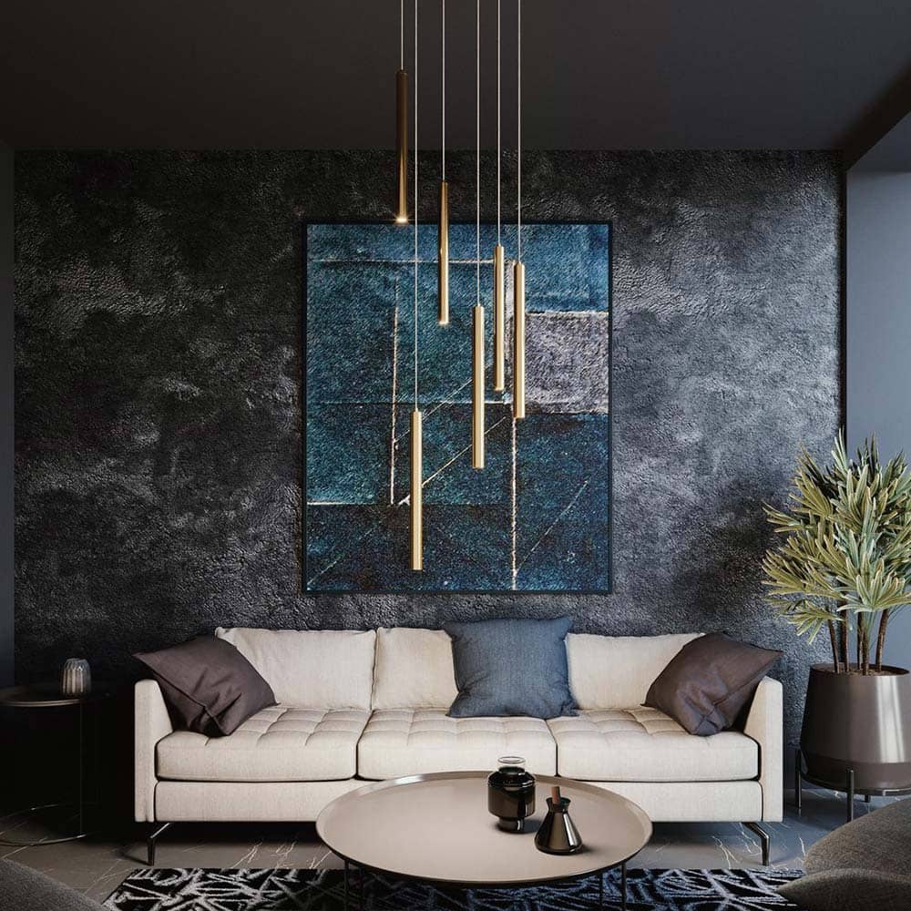 Eli Round LED Pendant Light in living room.