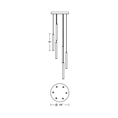 Eli Round LED Pendant Light - line drawing.