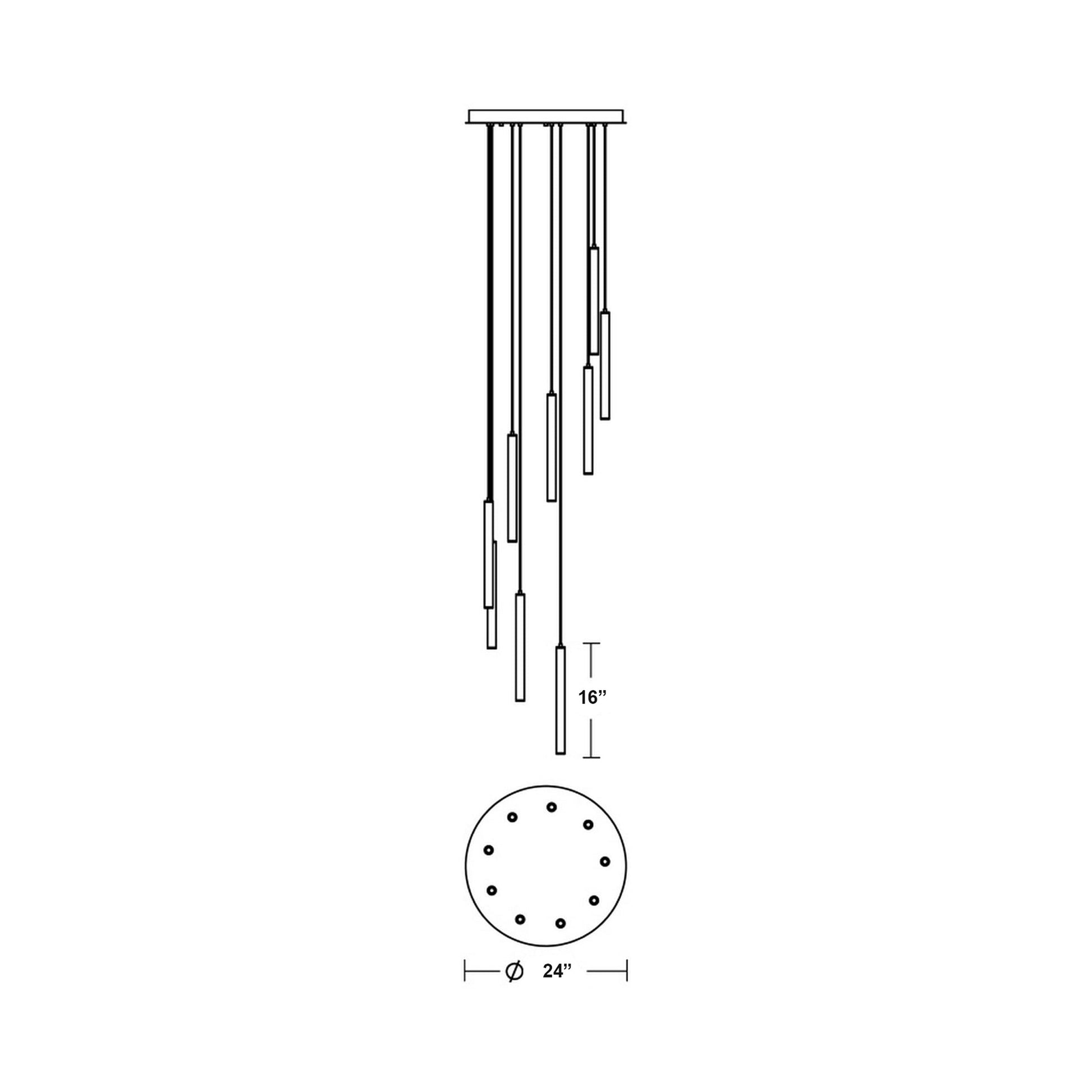Eli Round LED Pendant Light - line drawing.