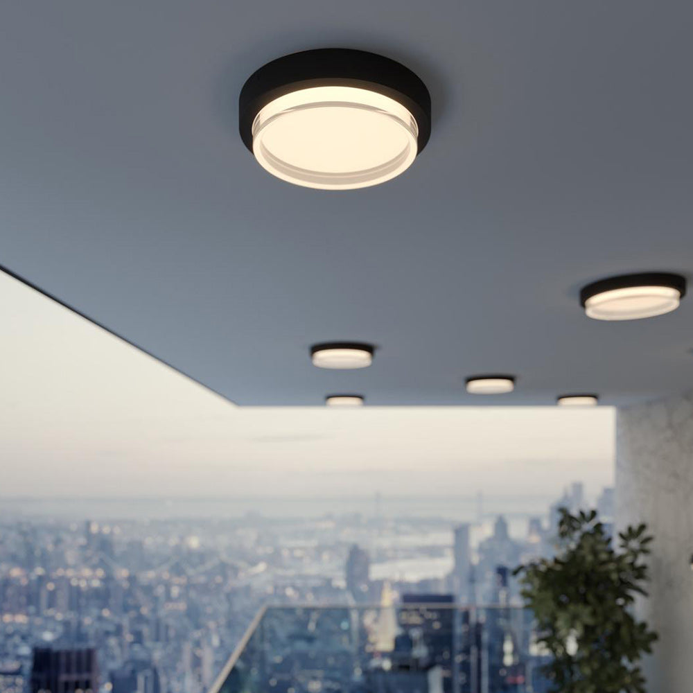 Elm Outdoor LED Flush Mount Ceiling Light in Outside Area.