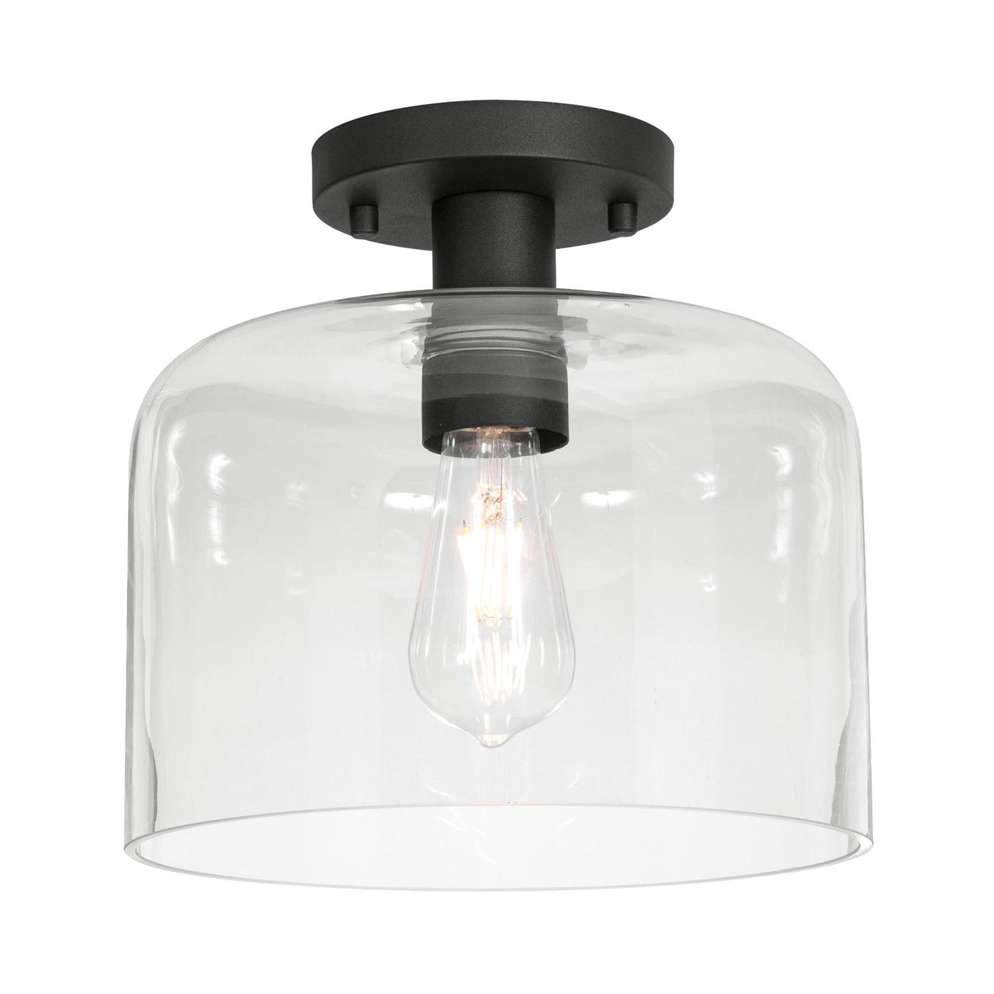 Elsa Semi Flush Mount Ceiling Light in Black.