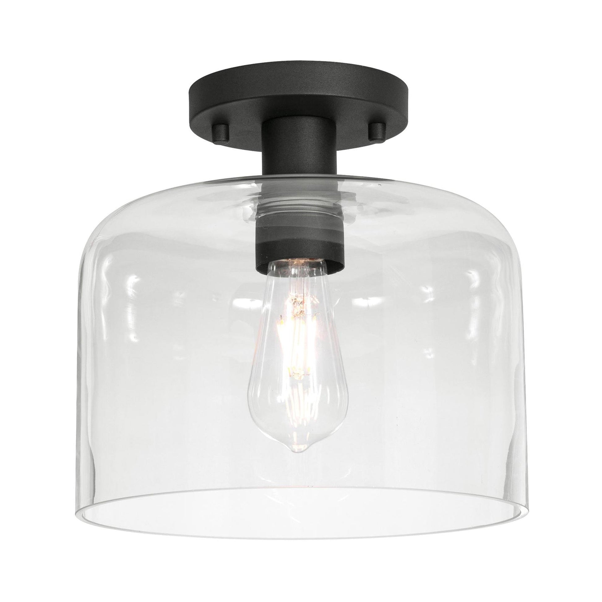 Elsa Semi Flush Mount Ceiling Light in Black.