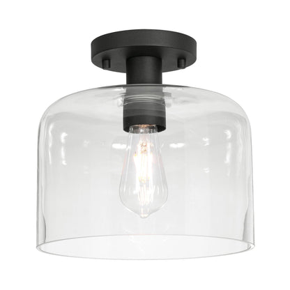 Elsa Semi Flush Mount Ceiling Light in Black.