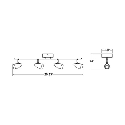 Eva LED Track Ceiling / Wall Light - line drawing.