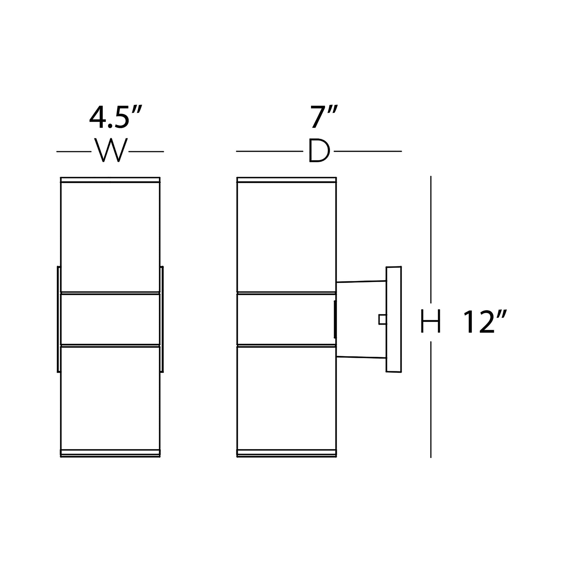 Everly Outdoor LED Wall Light - line drawing.