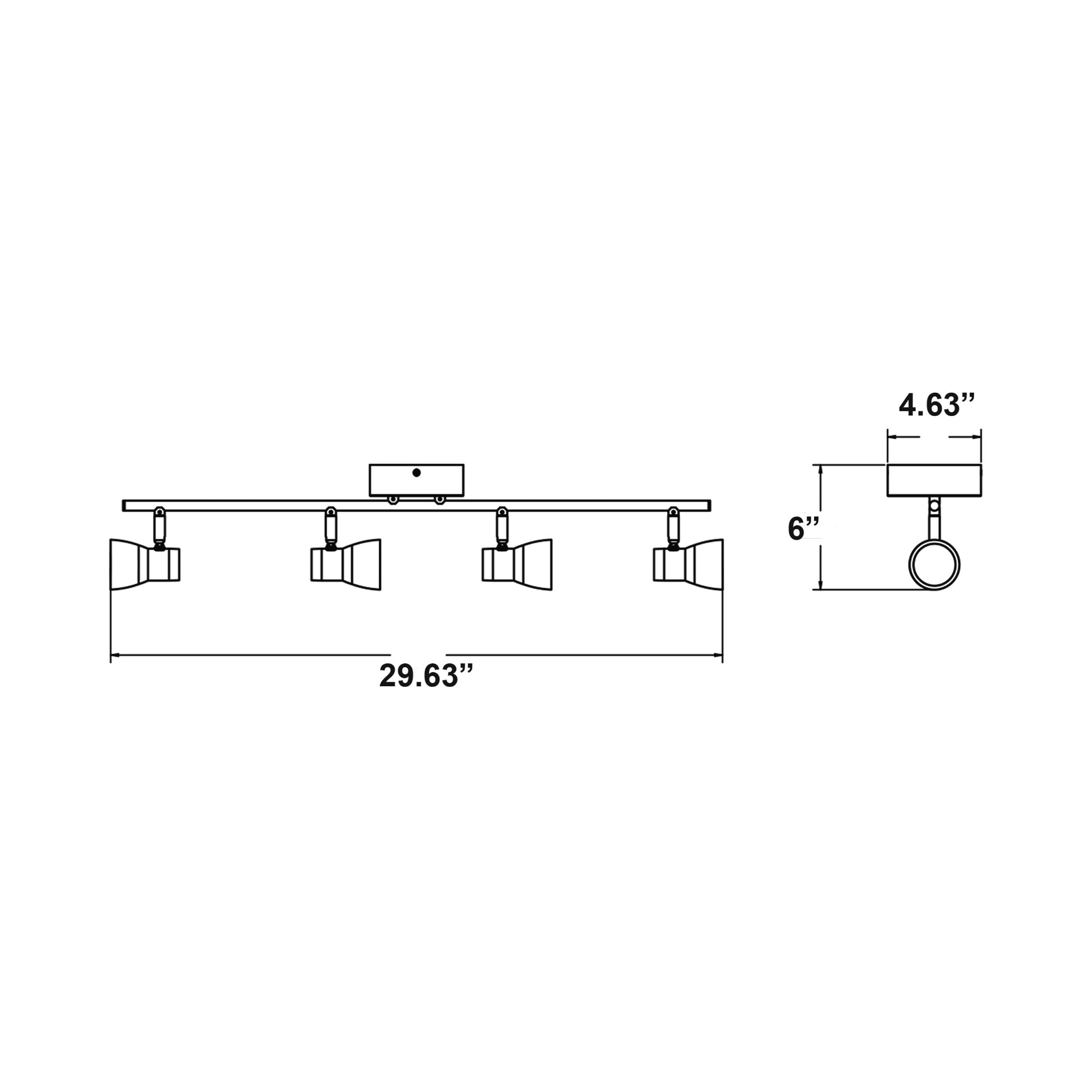 Gage LED Track Ceiling / Wall Light - line drawing.
