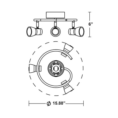 Gage Round LED Track Ceiling / Wall Light - line drawing.