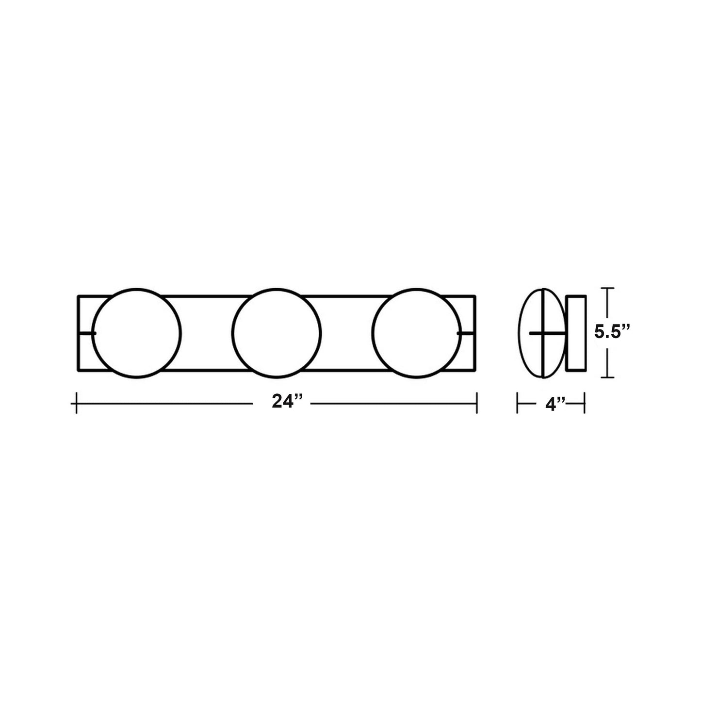 Gates LED Bath Vanity Light - line drawing.