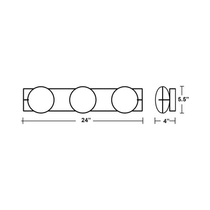 Gates LED Bath Vanity Light - line drawing.