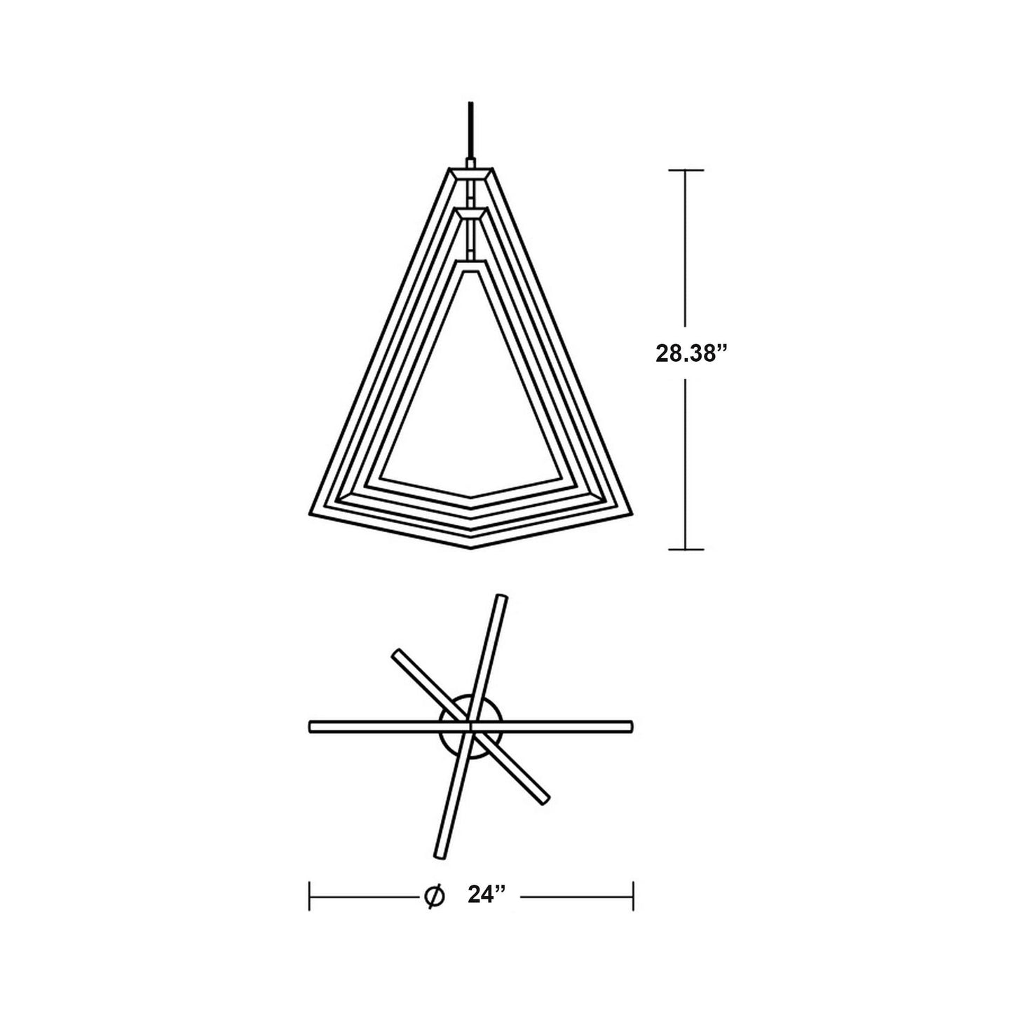 Gianna LED Pendant Light - line drawing.