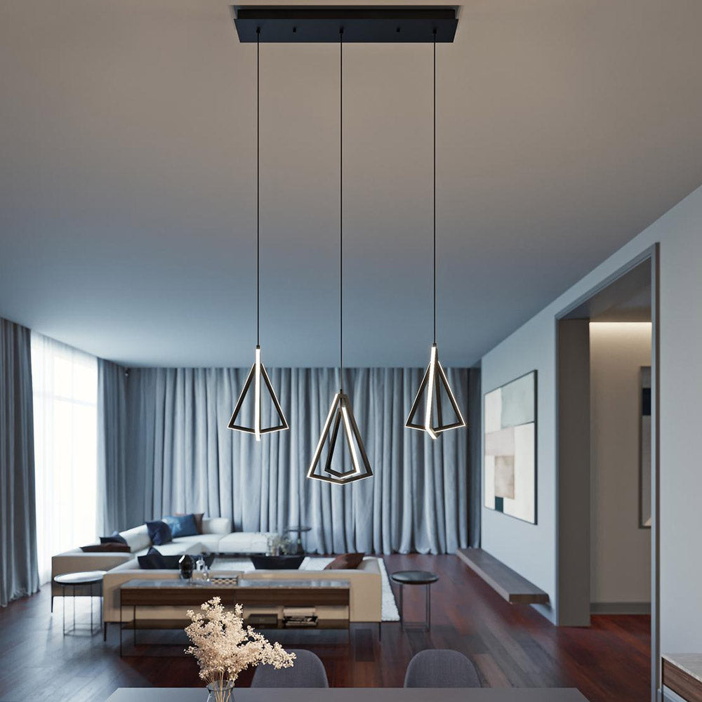 Gianna Linear LED Pendant Light in dining room.