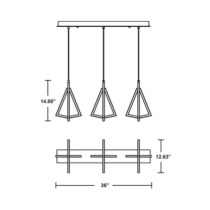 Gianna Linear LED Pendant Light - line drawing.