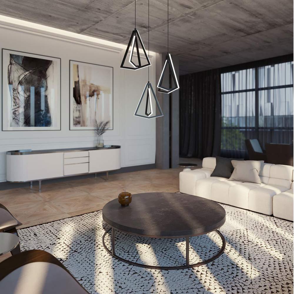 Gianna Round LED Pendant Light in living room.