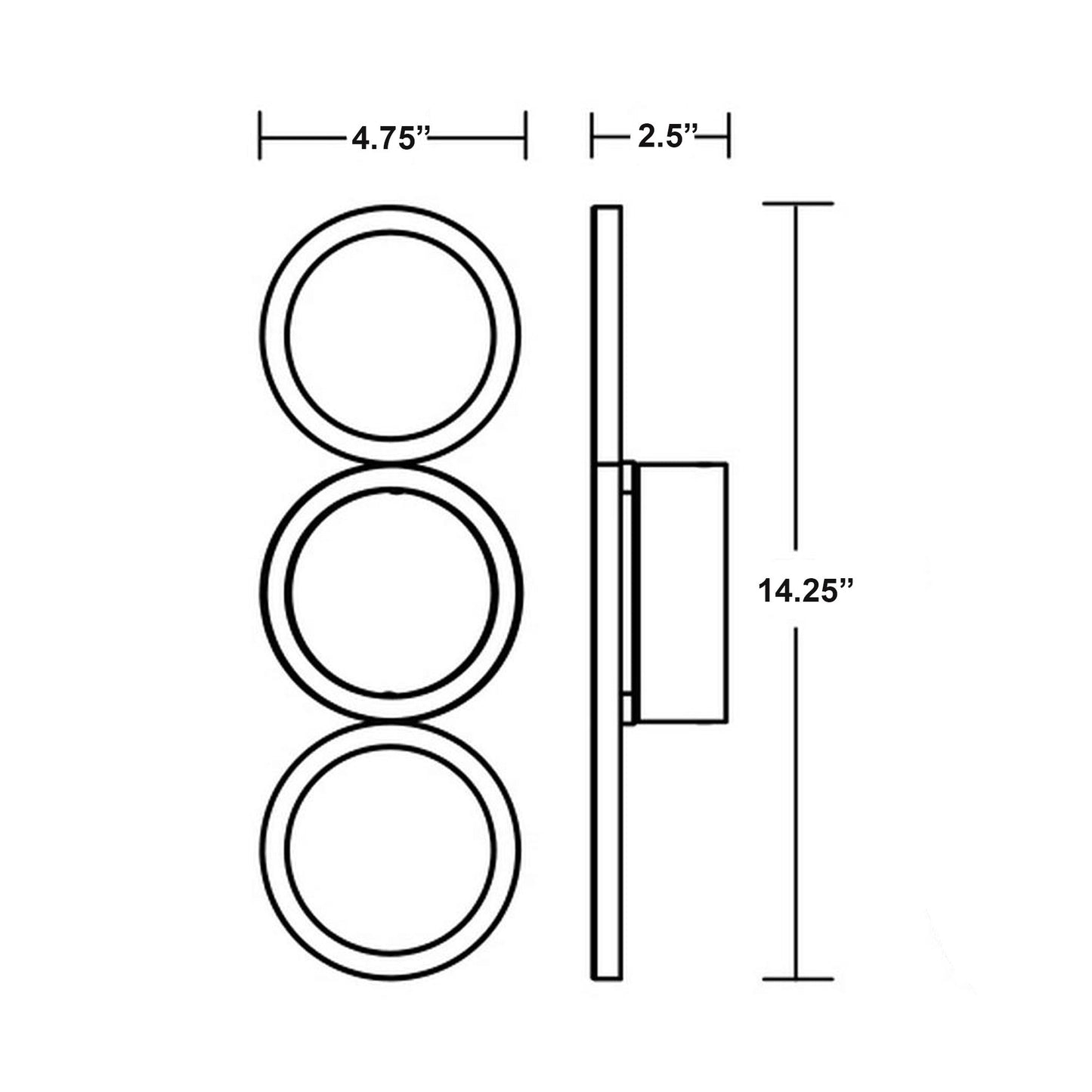 Glo LED Bath Vanity Light - line drawing.