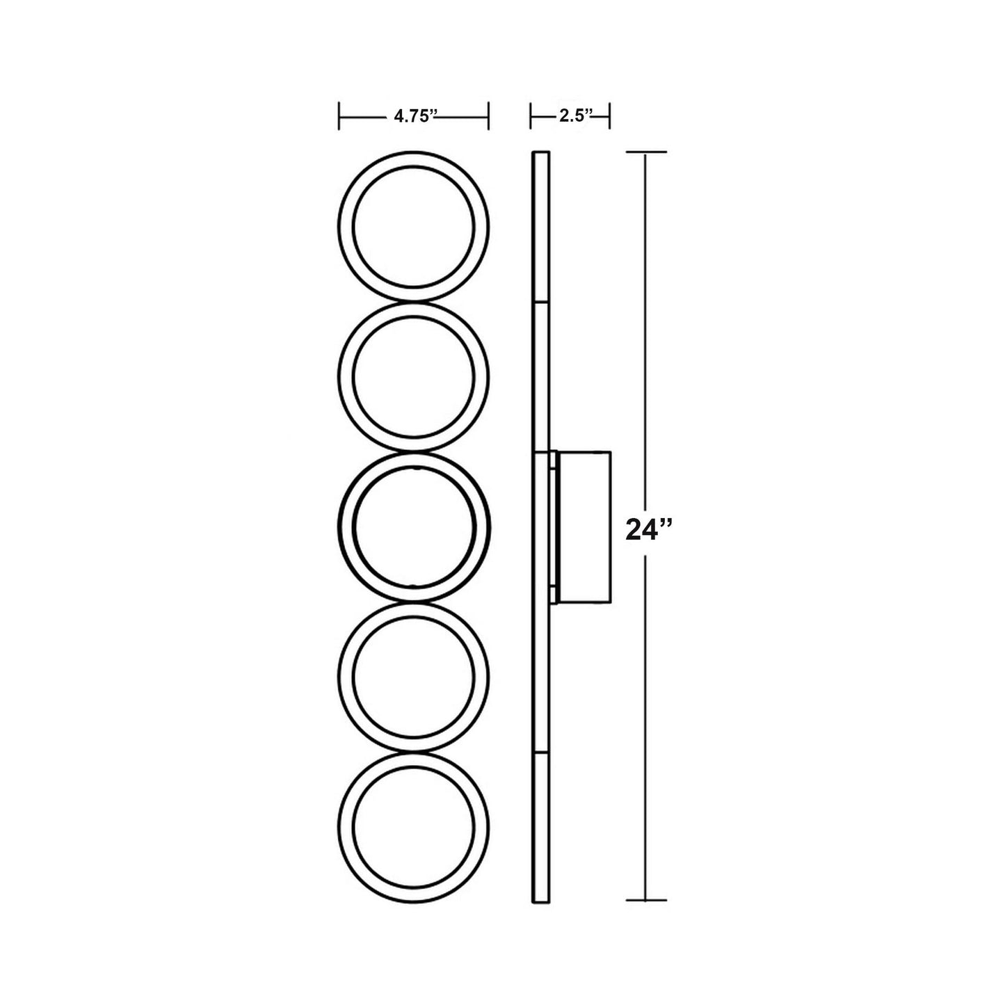 Glo LED Bath Vanity Light - line drawing.