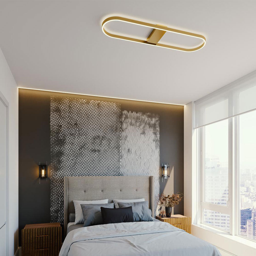 Glo Linear LED Flush Mount Ceiling Light in bedroom.