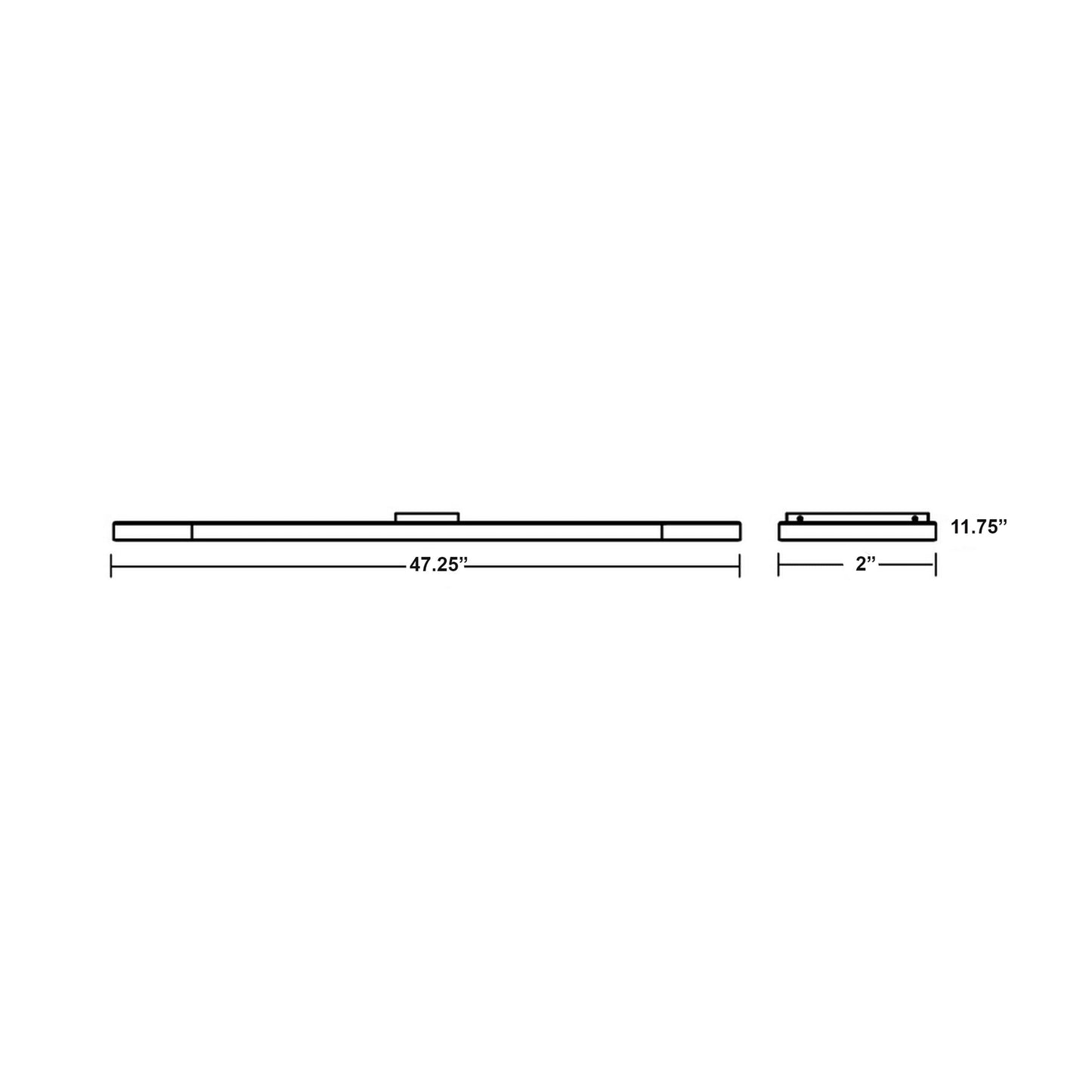 Glo Linear LED Flush Mount Ceiling Light - line drawing.