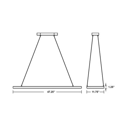 Glo Linear LED Pendant Light - line drawing.