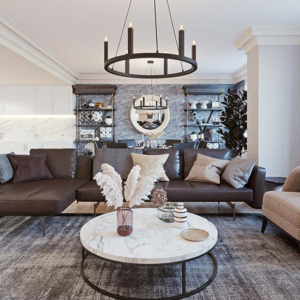 Grace Pendant Light in living room.
