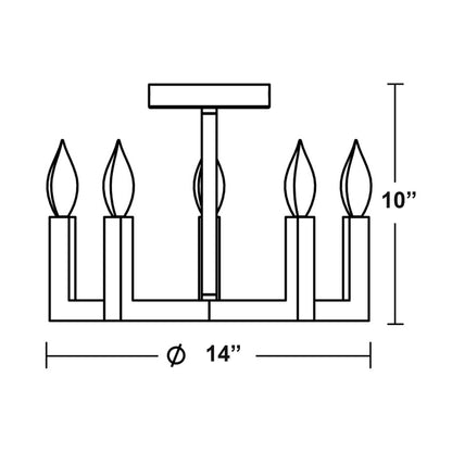Grace Semi Flush Mount Ceiling Light - line drawing.