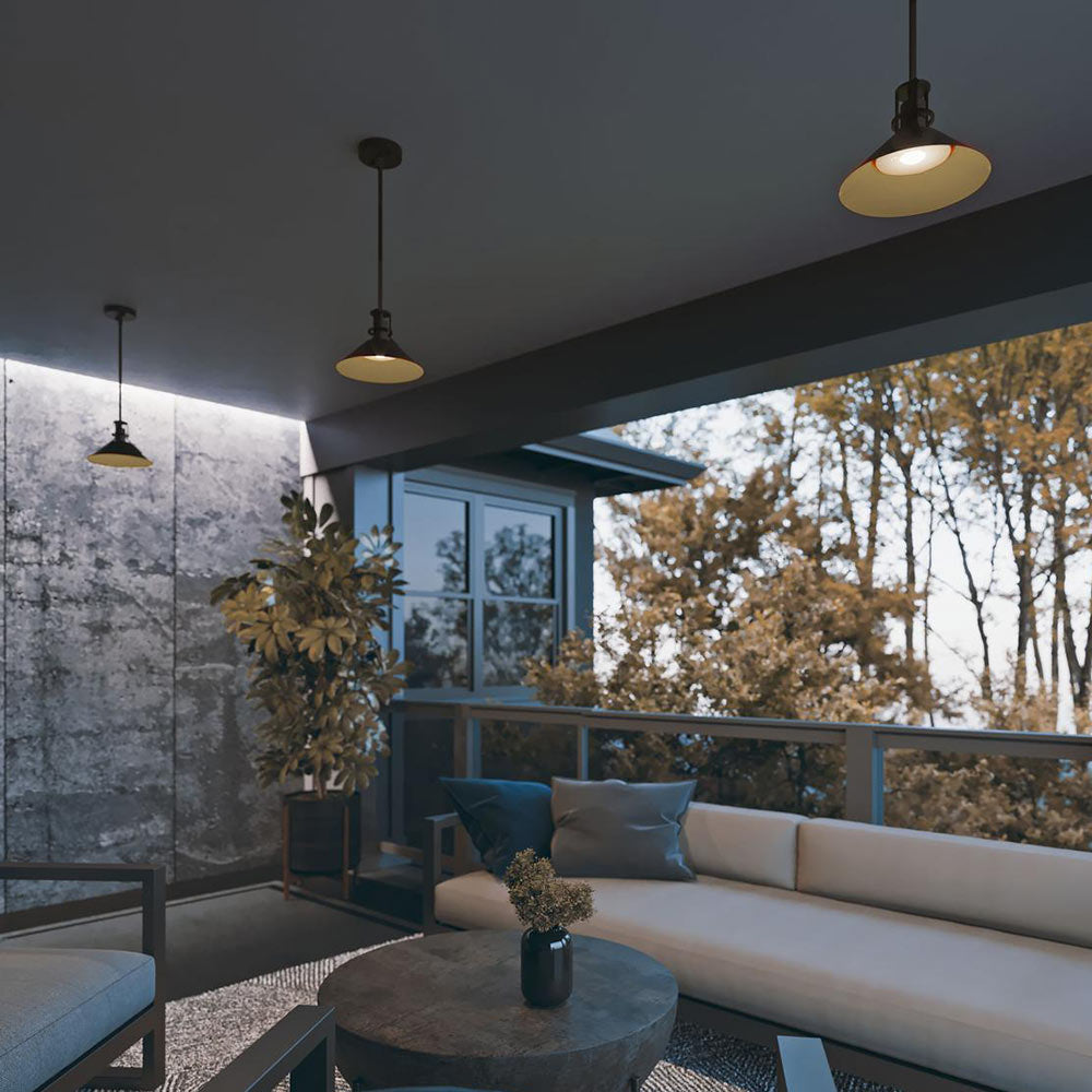Gus Outdoor LED Pendant Light in living room.