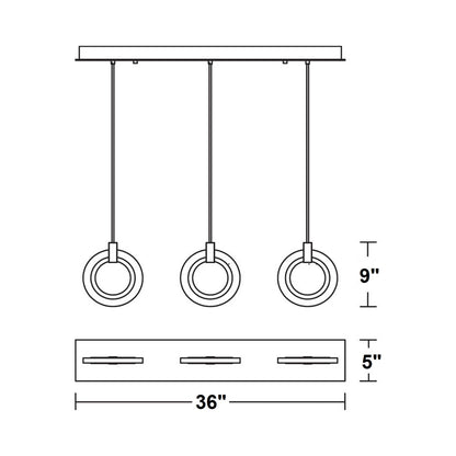Halo LED Linear Pendant Light - line drawing.