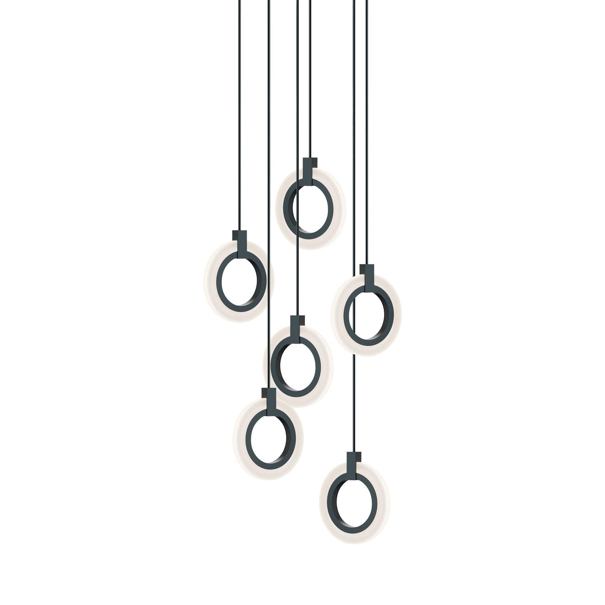 Halo LED Round Pendant Light in Black (6-Light).