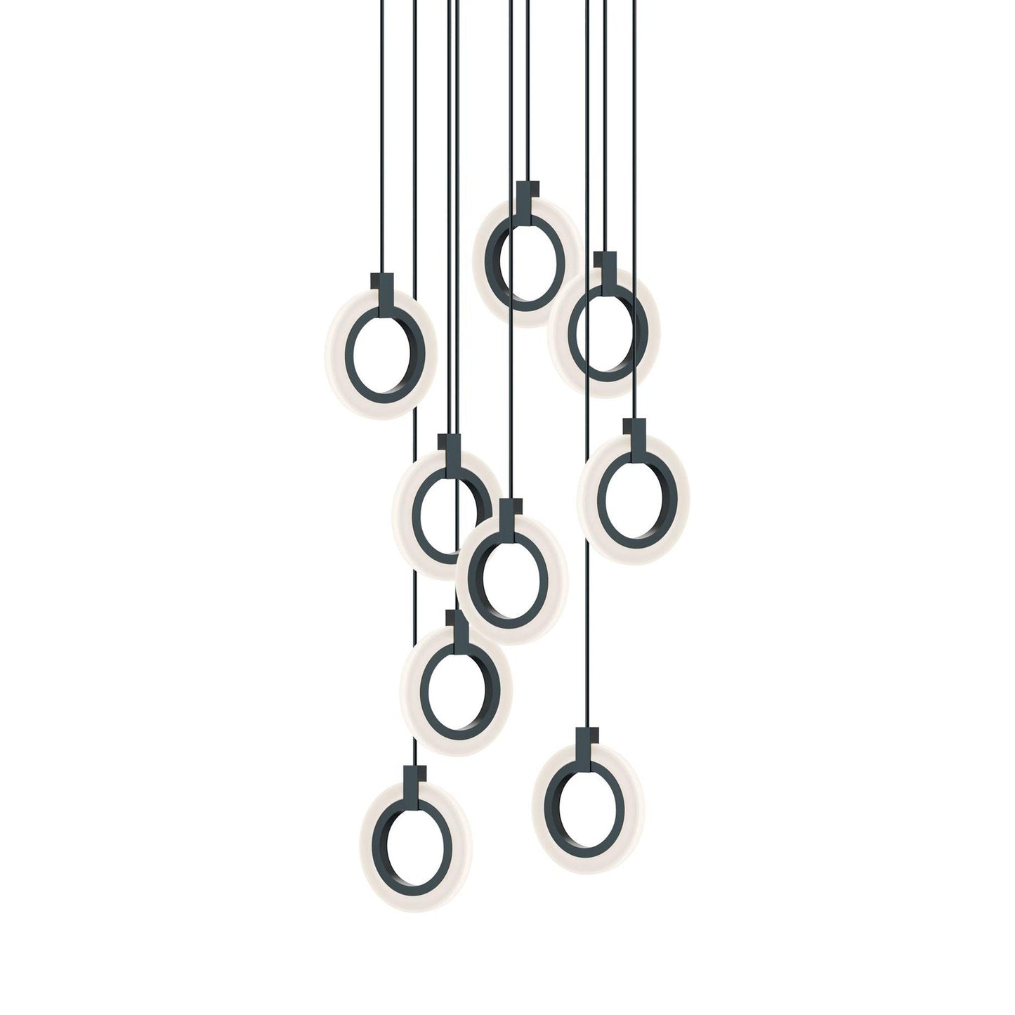 Halo LED Round Pendant Light in Black (9-Light).