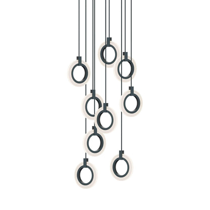 Halo LED Round Pendant Light in Black (9-Light).