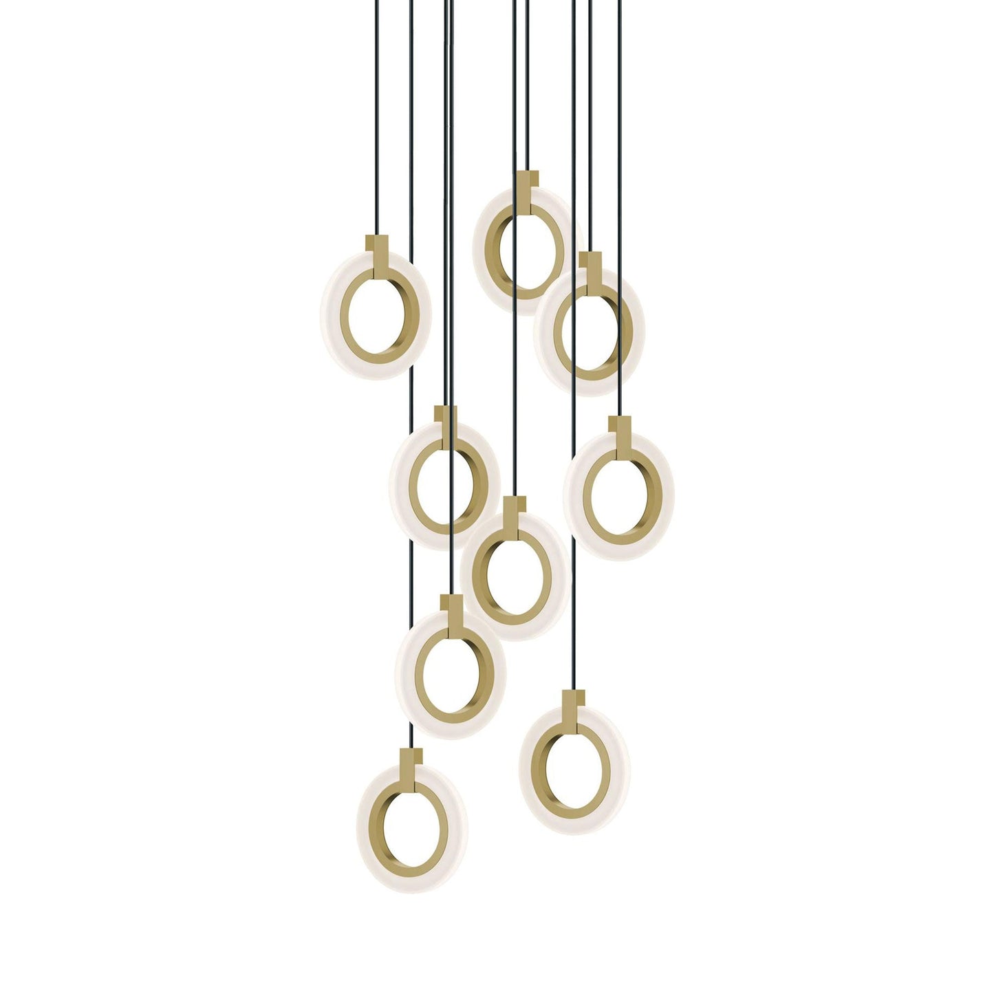Halo LED Round Pendant Light in Light Antique Brass (9-Light).