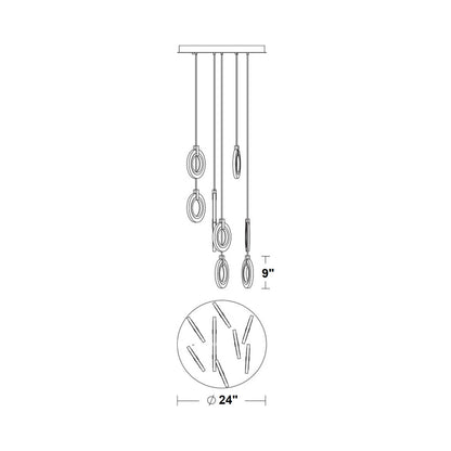 Halo LED Round Pendant Light - line drawing.