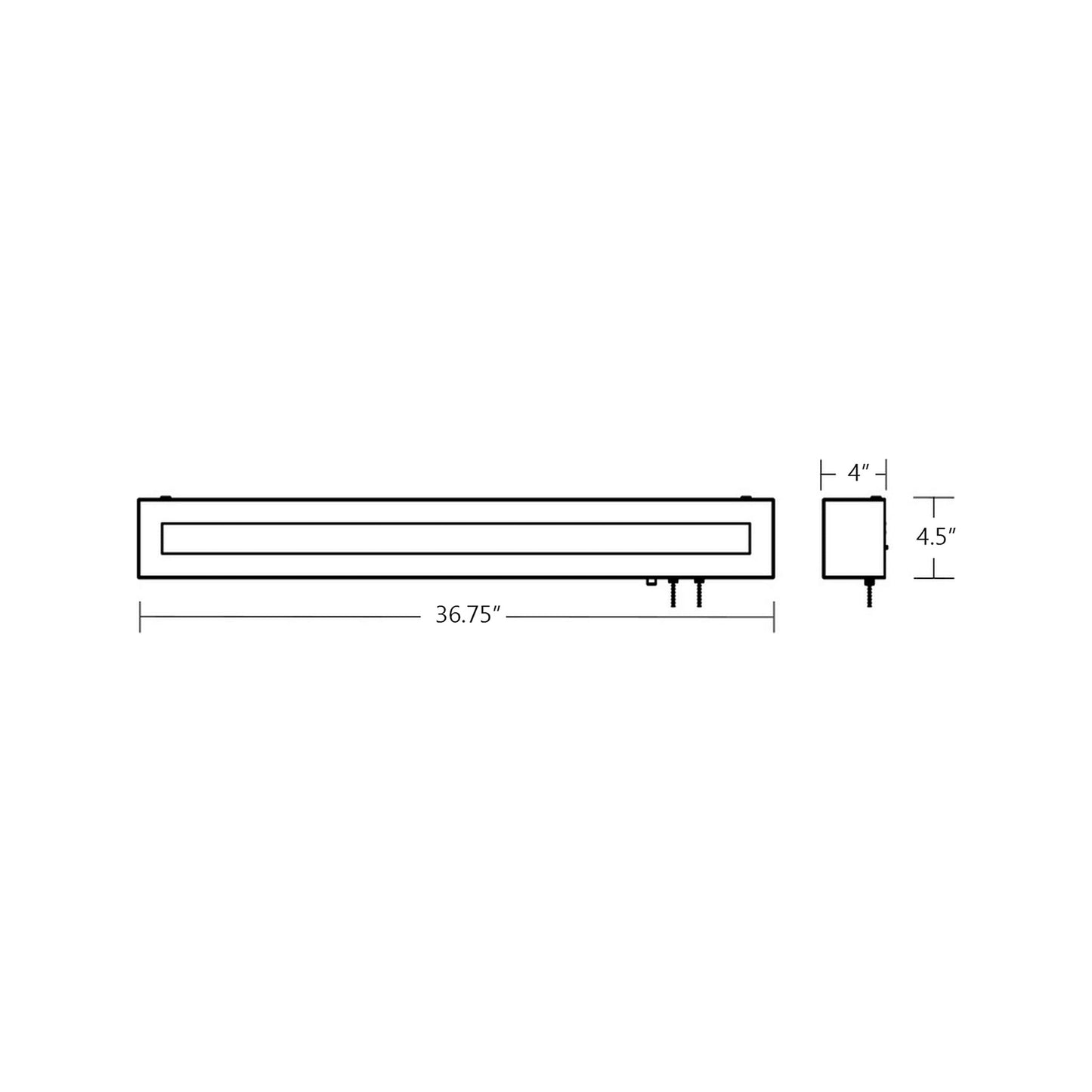 Hayes LED Overbed Wall Light - line drawing.