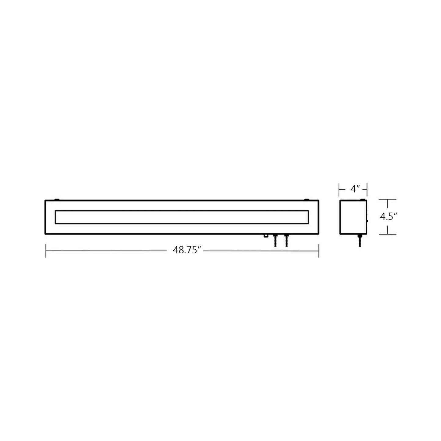 Hayes LED Overbed Wall Light - line drawing.
