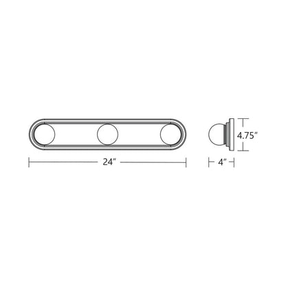 Hollywood LED Bath Vanity Light - line drawing.