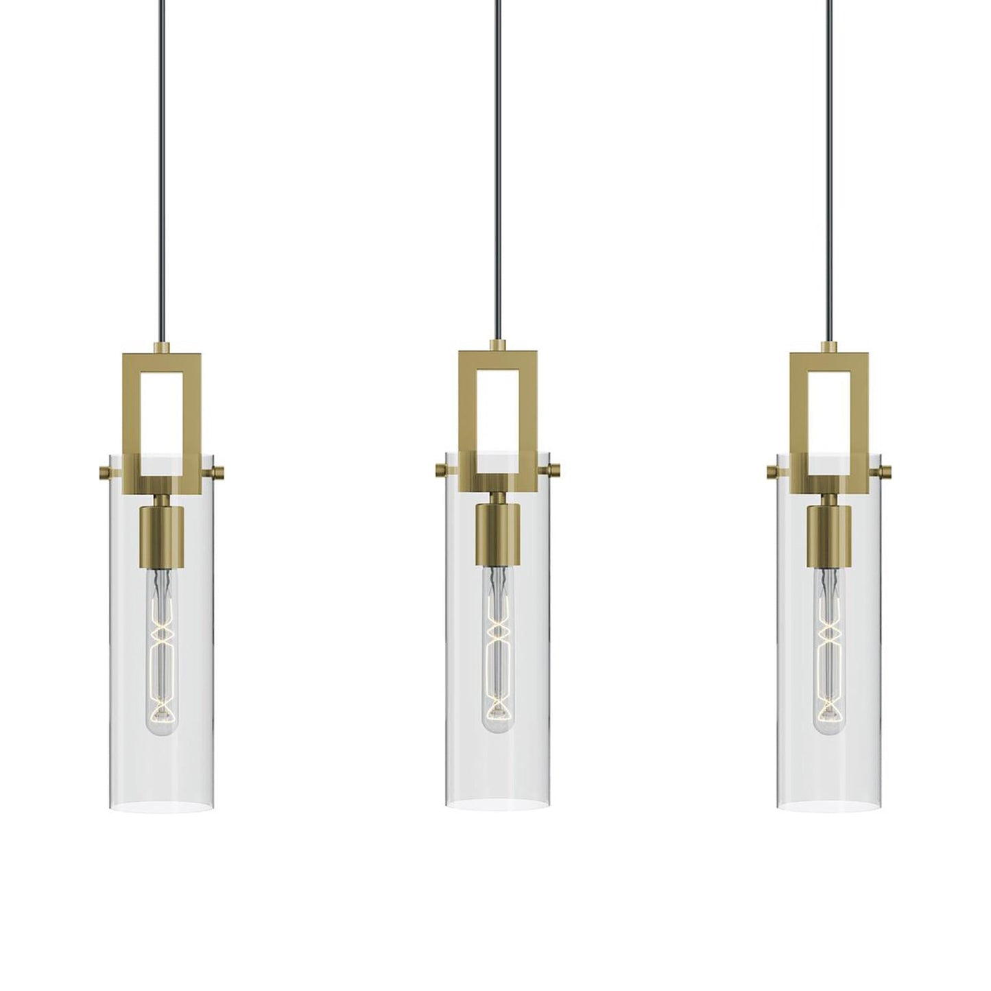 Houston Linear Pendant Light in Light Antique Brass.