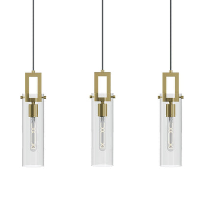Houston Linear Pendant Light in Light Antique Brass.
