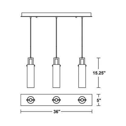 Houston Linear Pendant Light - line drawing.