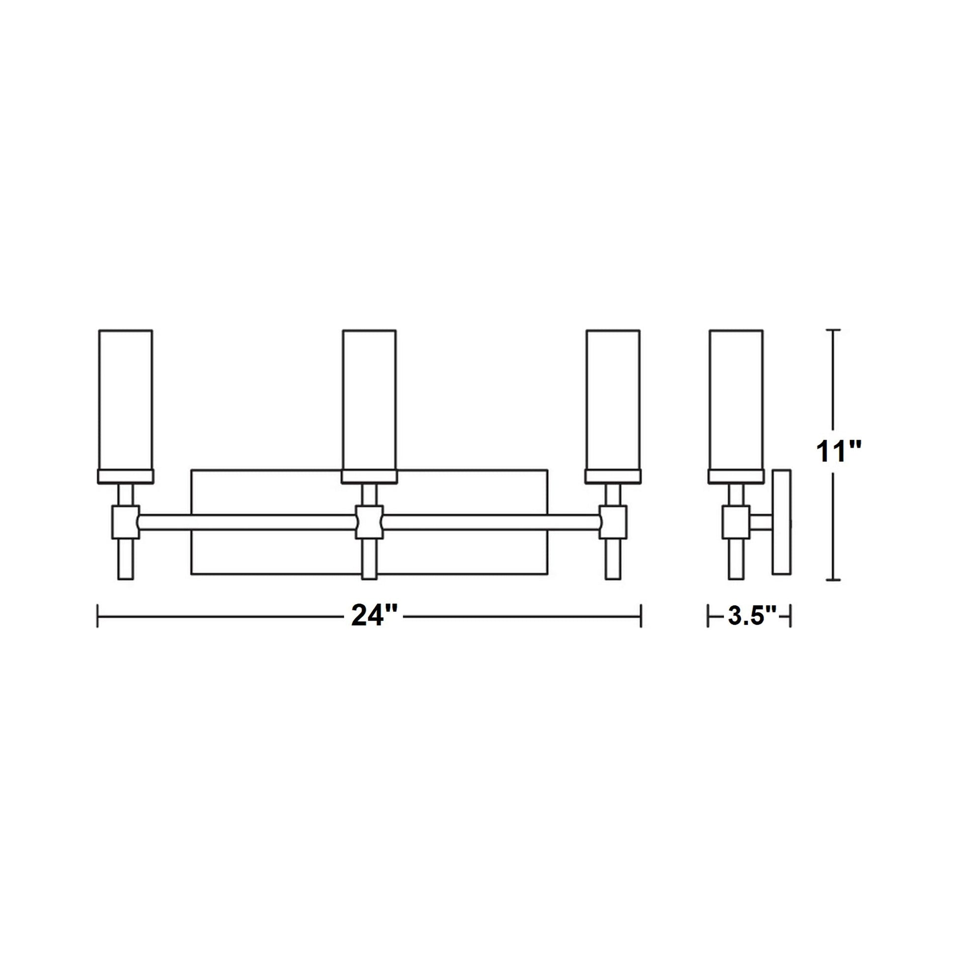 Huntington Bath Vanity Light - line drawing.