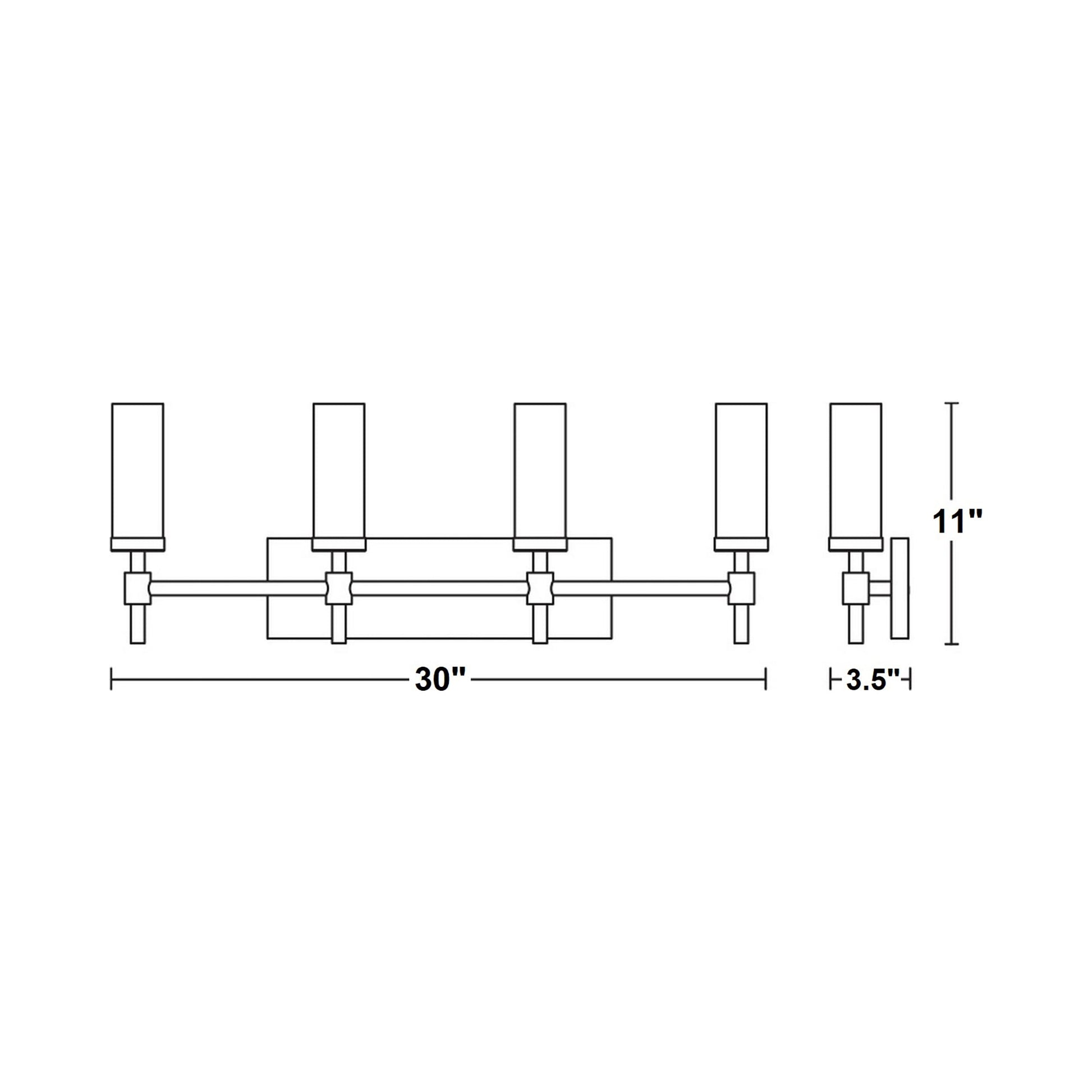 Huntington Bath Vanity Light - line drawing.