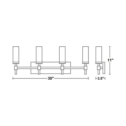 Huntington Bath Vanity Light - line drawing.