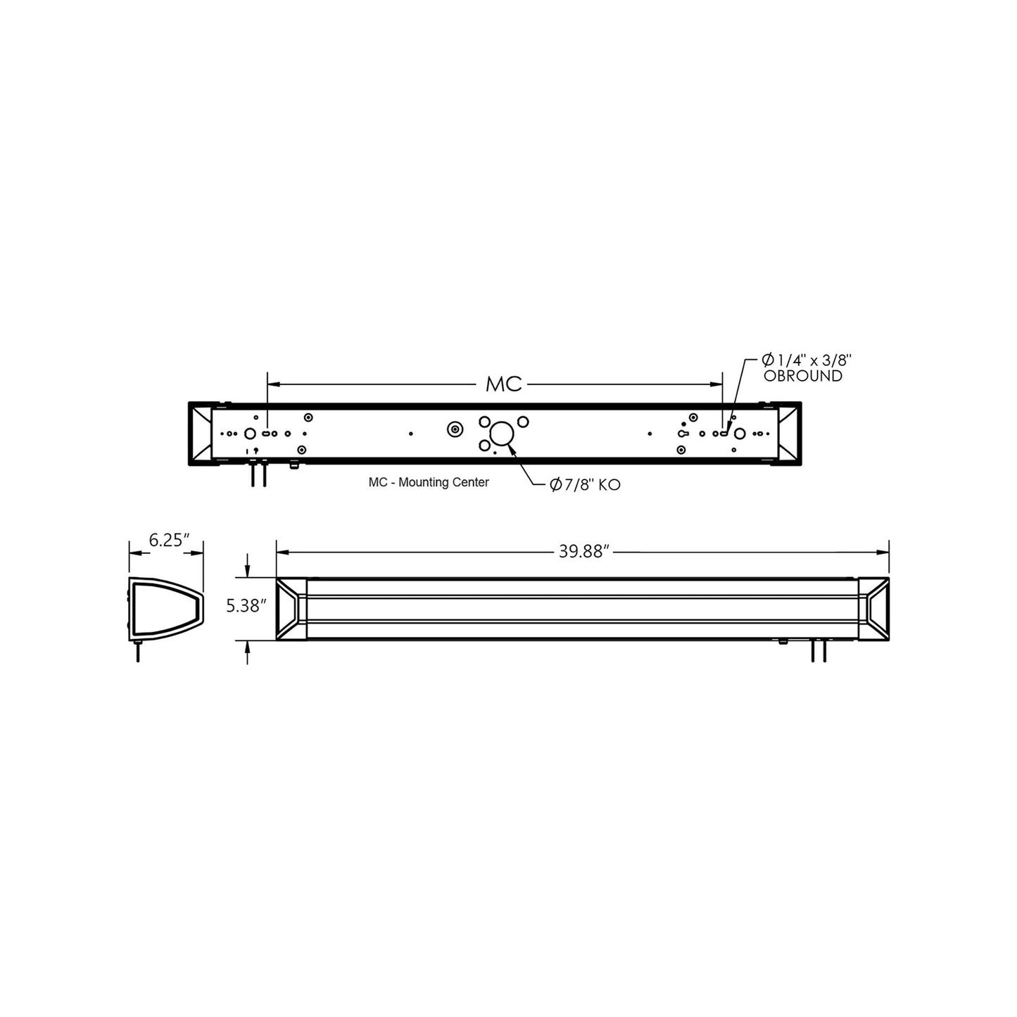 Ideal LED Overbed Wall Light - line drawing.