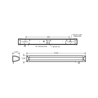 Ideal LED Overbed Wall Light - line drawing.