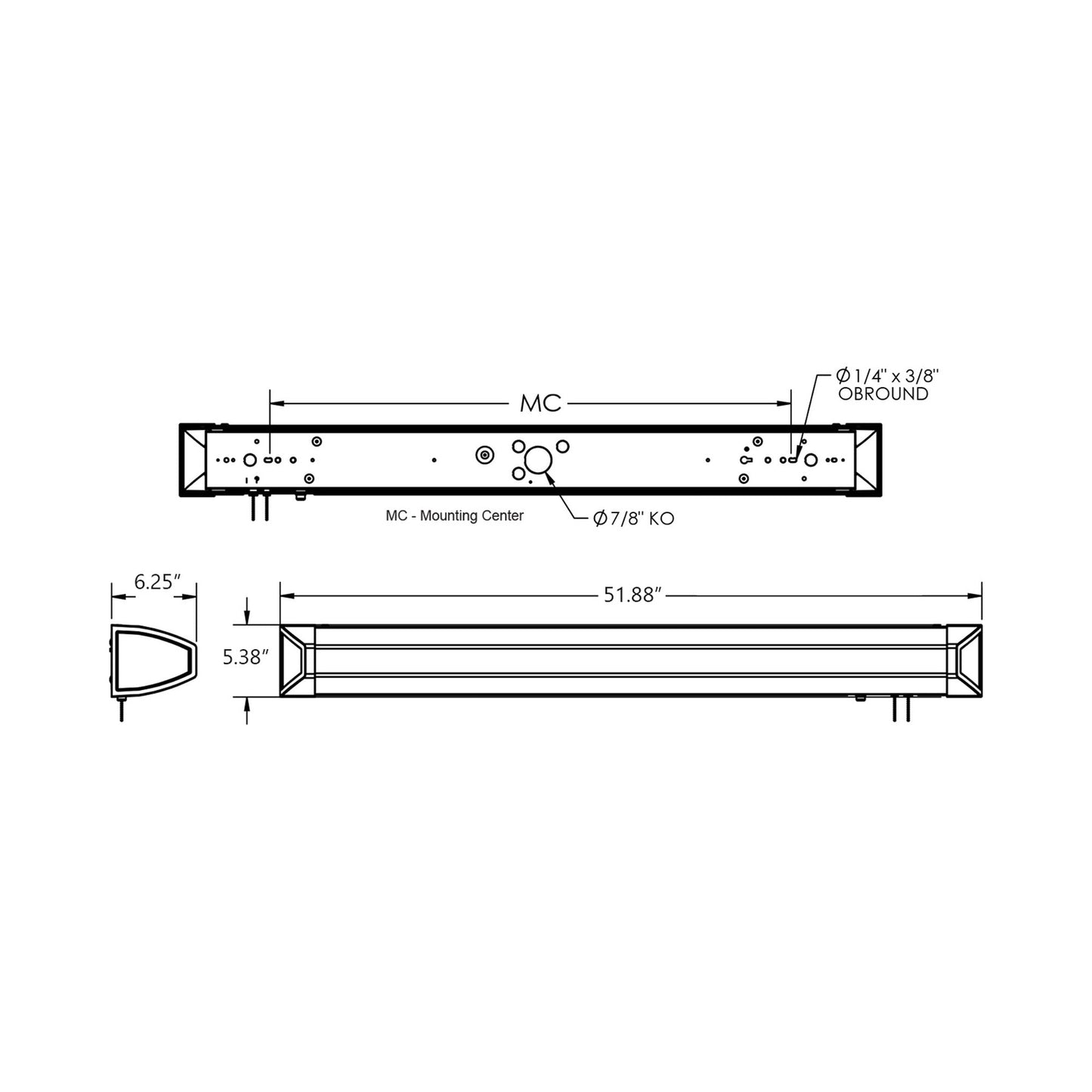 Ideal Overbed Wall Light - line drawing.