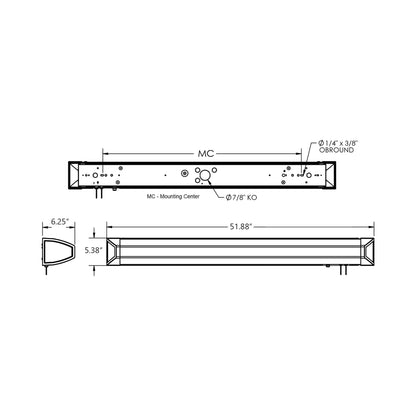 Ideal Overbed Wall Light - line drawing.