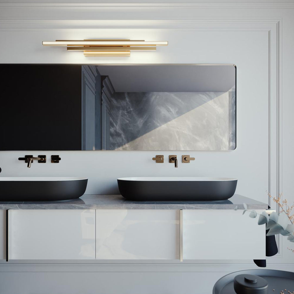 Indra LED Bath Vanity Light in bathroom.