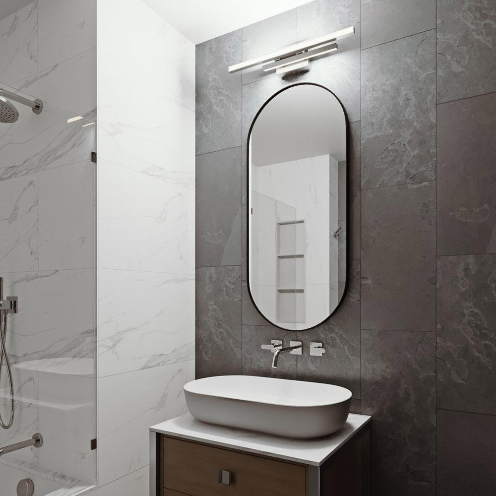 Indra LED Bath Vanity Light in bathroom.