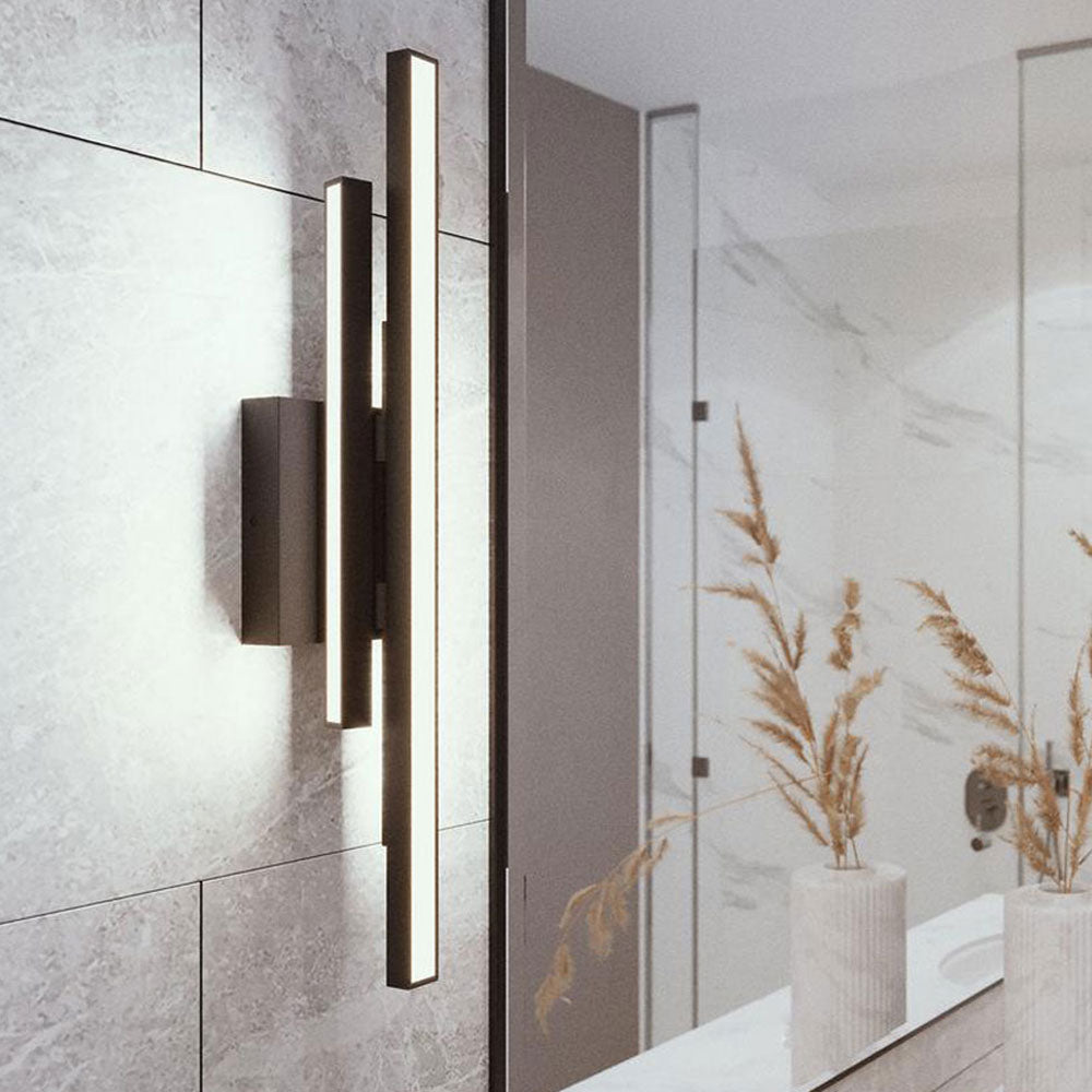 Indra LED Bath Vanity Light in bathroom.