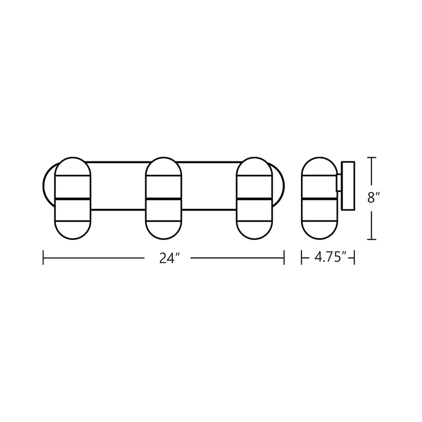 Irvine LED Bath Vanity Light - line drawing.