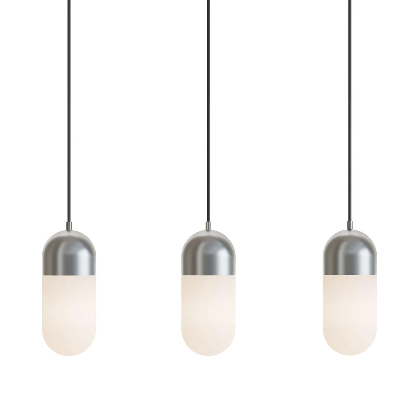 Irvine LED Linear Pendant Light in Satin Nickel.