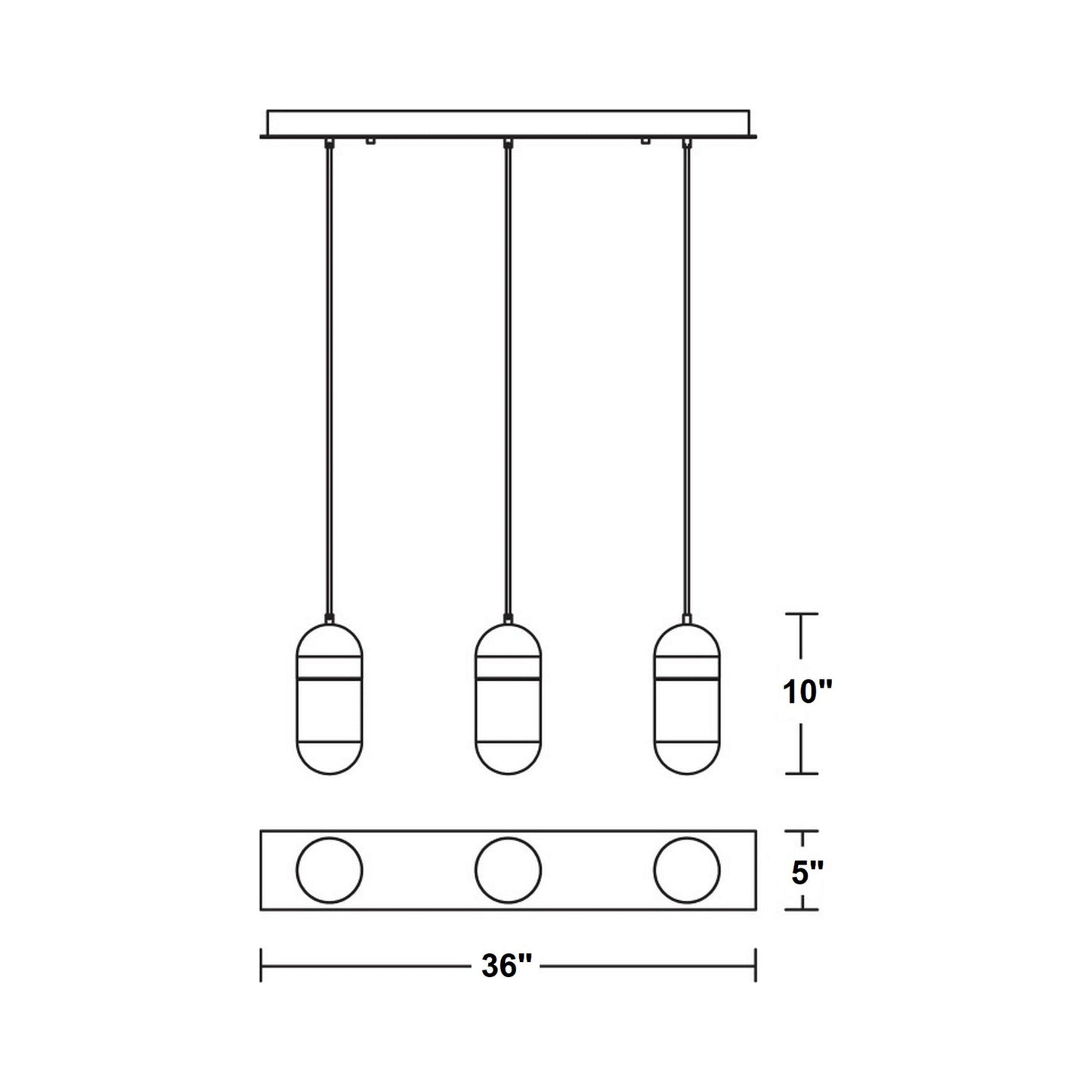 Irvine LED Linear Pendant Light - line drawing.